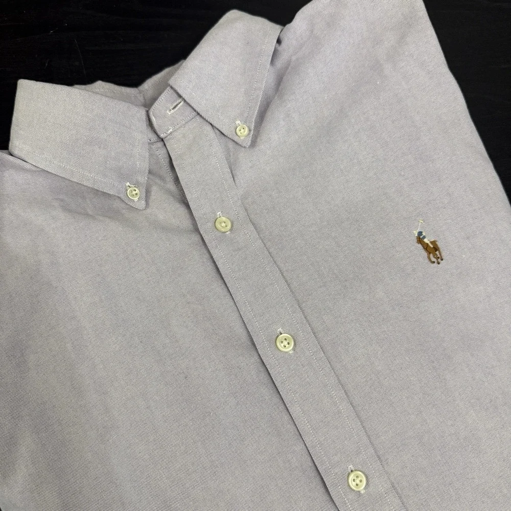 Polo Ralph Lauren Shirt Mens XL Purple Custom Fit Button Down Flesh Pony Oxford*